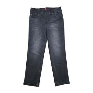 Spanx Straight Leg Distressed Black Wash Pull On Jeans Size Medium Petite